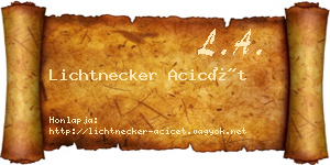Lichtnecker Acicét névjegykártya